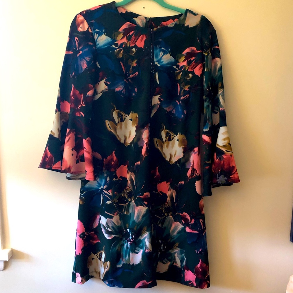 Emerald Green Floral Shift Dress